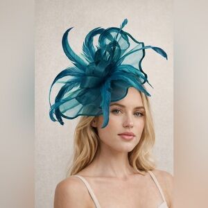 Teal Feather Fascinator | Kentucky Derby, Oaks, Formal Tea Church Hat Headpiece